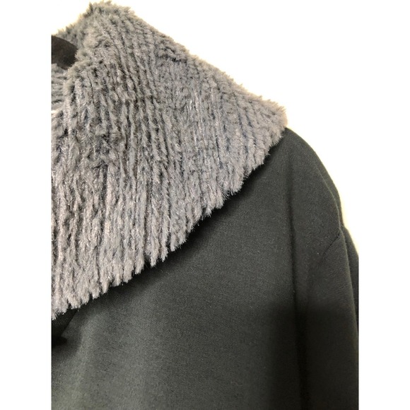 NWT Soft Surroundings Black Kindling Top Cowl Neck Gray Faux Fur Trim 1X Cozy - Picture 13 of 16